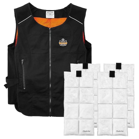 Ergodyne 2XL/3XL Black Lightweight Phase Change Cooling Vest and Packs 6260